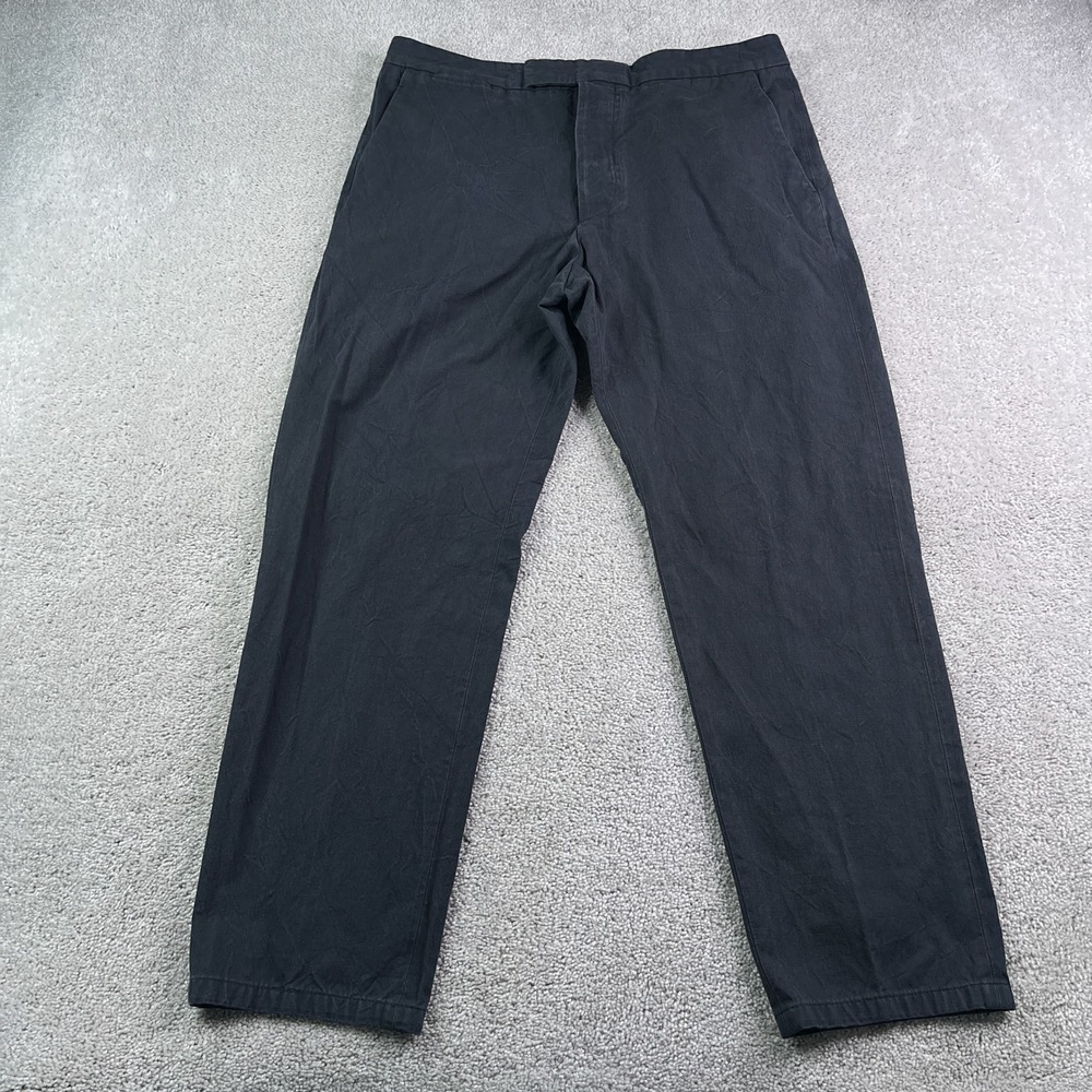 Kent & Curwen Pants Mens 36x30 Black Chino Trouser Button Fly Italy Designer